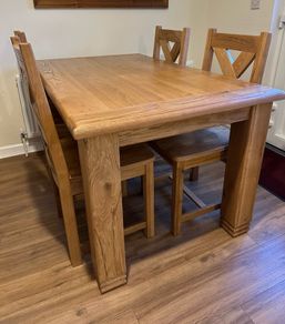 Solid Oak Table & 4 Chair Dining Set