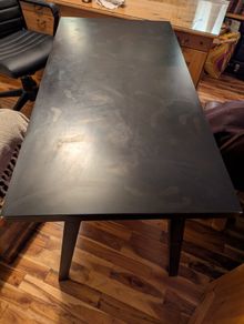 Black glass-topped office desk