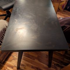 Black glass-topped office desk