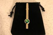 Vintage Gold-Tone Green Stone Tie Clip