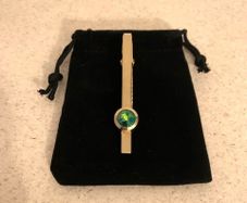 Vintage Gold-Tone Green Stone Tie Clip