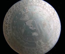 Antique 18th Century Mother of Pearl Armorial Game Token