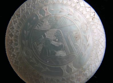 Antique 18th Century Mother of Pearl Armorial Game Token