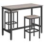 Bar table set, bar table with 2 bar stools, kitchen counter with bar stools, kitchen table and kitchen chairs in industrial design, for kitchen, 120 x 60 x 90 cm, Grey-black Image 2