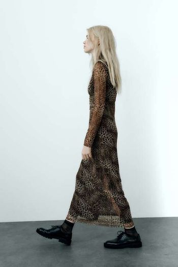 ZARA Tulle Maxi Dress XL New Animal Print
