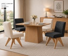 Set of 2 Modern Dining Chairs with V shaped Wooden Legs Chenille Beige Armless Kitchen Chairs with Soft Chenille Cover and Sturdy Wooden Leg
