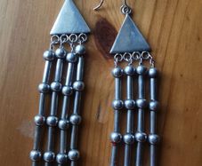 Long silver earrings