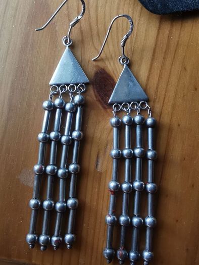 Long silver earrings