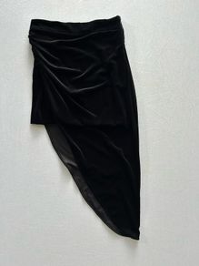 Zara Black Velvet Asymmetric Midi Skirt Size S