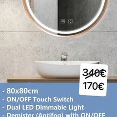 LED Bathroom Mirror Gold Dual LED Defogger Antifog 80cm