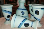 Geoffrey Healy Pottery - 4 goblets and pitcher