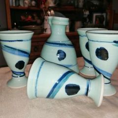 Geoffrey Healy Pottery - 4 goblets and pitcher