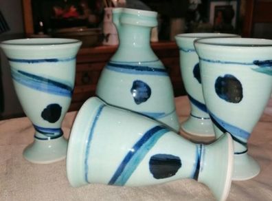Geoffrey Healy Pottery - 4 goblets and pitcher