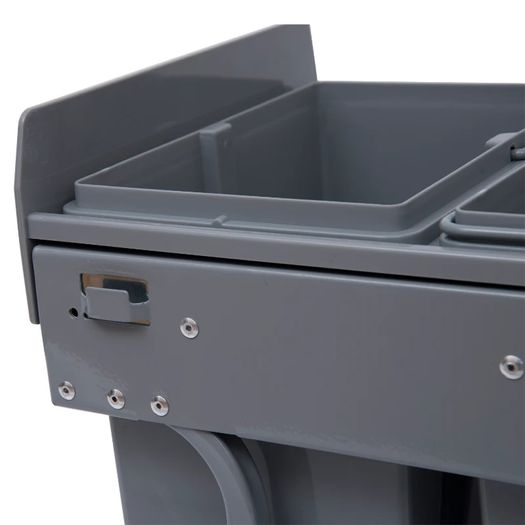 40L Pull Out Kitchen Recycle Waste Bin with Soft Close Dustbin Recycling Cabinet Trash Can Grey (1x20L+2x10L))