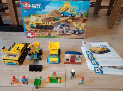 Lego City 60391Construction Trucks and Wrecking Ball Crane Complete