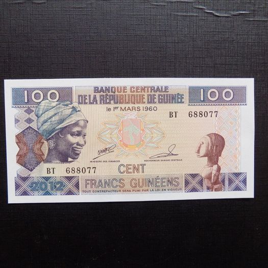 Guinea 2012.100 francs.Uncirculated Banknote.Large type.
