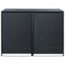 Double Wheelie Bin Shed Poly Rattan Black 148x80x111 cm Image 2