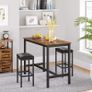 _Set of 2 Bar Stools 40 x 30 x 62 cm Backless PU Cover Easy Assembly Industrial Design Dining Kitchen Bar Stool Black Seat and Black Frame Image 3