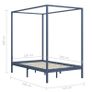 Canopy Bed Frame Grey Solid Pine Wood 120x200 cm Image 7