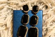 Black Gemstone Drop Earrings