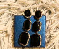 Black Gemstone Drop Earrings