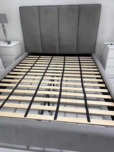 kingsize grey velour bedframe