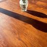 Solid oak dining table and six chairs Image 6