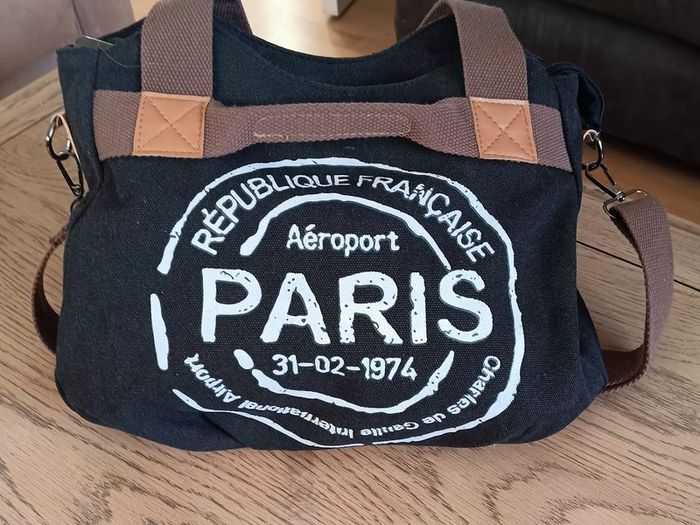 Canvas Black-and-Brown Crossbody Bag
