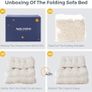 Folding Sofa Bed, Convertible Sleeper Chair with Pillow Foldable Mattress with Back Support, Portable Fold Out Chair Bed Comfy Floor Sofa Lounge for Living Room Bedroom, Beige Image 2