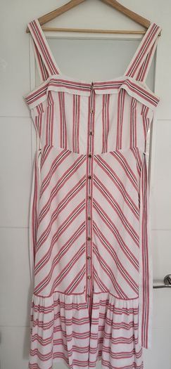 KARL LAGERFIELD Paris striped nautrical belted midi with gold tone button Sz 8 US (Fit 12UK) - Rrp 335 (New)