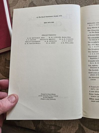 The Numismatic Chronicle  X 2 1977 & 1979. Both First Edition Hardback In Good Condition   See Photos For Same.
