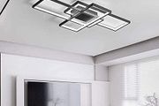 LED Ceiling Light, 45W Modern Dimmable Ceiling Lighting, Square Ceiling Lamp with Remote Control for Living Room Dining Room Bedroom, 2700-6500K Close to Ceiling Light Fixture (Black, 80CM)