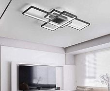 LED Ceiling Light, 45W Modern Dimmable Ceiling Lighting, Square Ceiling Lamp with Remote Control for Living Room Dining Room Bedroom, 2700-6500K Close to Ceiling Light Fixture (Black, 80CM)