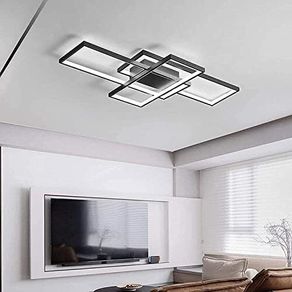 LED Ceiling Light, 45W Modern Dimmable Ceiling Lighting, Square Ceiling Lamp with Remote Control for Living Room Dining Room Bedroom, 2700-6500K Close to Ceiling Light Fixture (Black, 80CM)