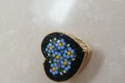 Micro mosaic tiny heart shaped box Forgetmenots