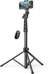 70 inch/1.8m Phone Tripod Stand, Aluminum Selfie Stick Tripod with Bluetooth Remote, iPhone Tripod with Phone Holder Max 7.9'', Compatible with iPhone 14/13/12 Pro, Galaxy, Action Camera, GoPro