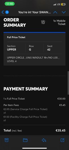 Swan Lake Ticket -  Bord Gais August 18th