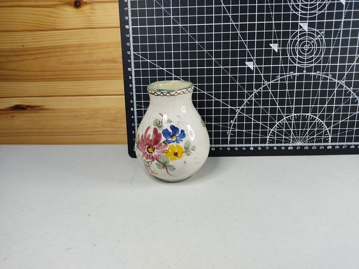 Vintage Handbemalt Porcelain Vase German 4 Inches Flowers Antique Collectable