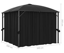Gazebo with Curtains 300x300x265 cm Anthracite