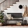 Garden Bench, Outdoor Bench with 2-3 Seater, Rust Resistant, Stamped Pattern, Choice of Colours, Suitable for Indoor, Outdoor, Patio, Park (Black) Image 4