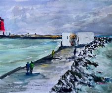 poolbeg lighthouse watercolour