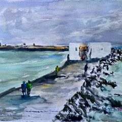 poolbeg lighthouse watercolour