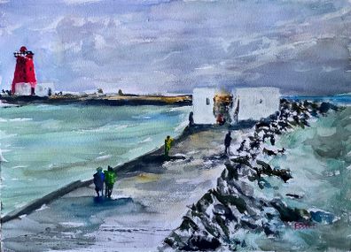 poolbeg lighthouse watercolour