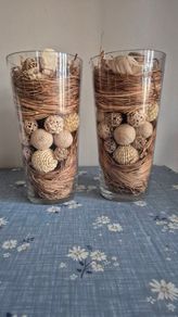 Rustic pair of decorative glass vases