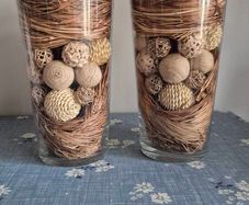 Rustic pair of decorative glass vases