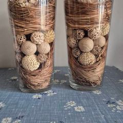 Rustic pair of decorative glass vases