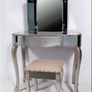 Beautiful mirrored dressing table with three fold mirror and stool.  Collection Mornington Image 2