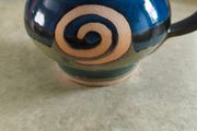 Jack O'Patsy Blue &amp; Green Swirl Round Belly Mug Hand Crafted Ireland