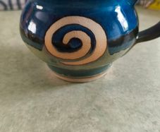 Jack O'Patsy Blue & Green Swirl Round Belly Mug Hand Crafted Ireland