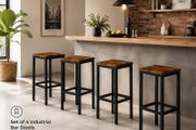 Industrial Bar Stools Set of 4